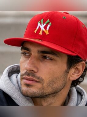 New Era NY Yankees 59FIFTY Italian Italy Fitted Hat Red 7 5/8 new